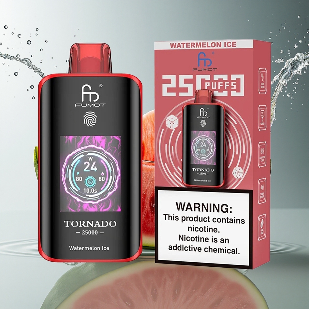 Fumot Tornado 25000 Puffs Watermeloen Ijs HD Scherm 700mAh 20ml Type-C