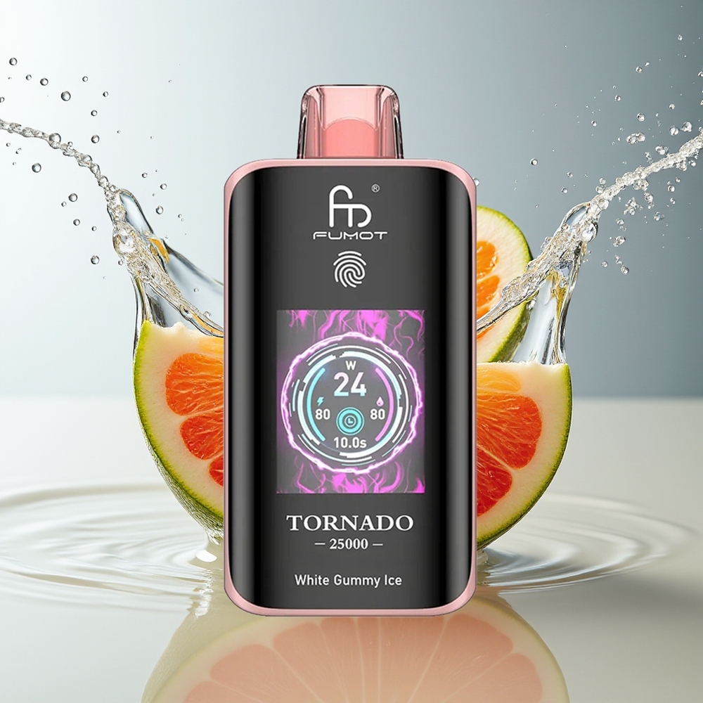 Fumot Tornado 25000 Puffs Wit Gummy IJs HD Scherm 700mAh 20ml Type-C