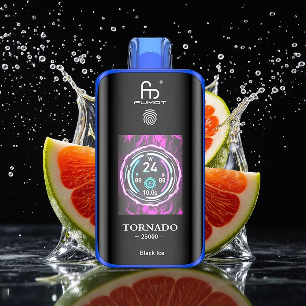 Fumot Tornado 25000 Puffs Zwart IJs HD Scherm 700mAh 20ml Type-C
