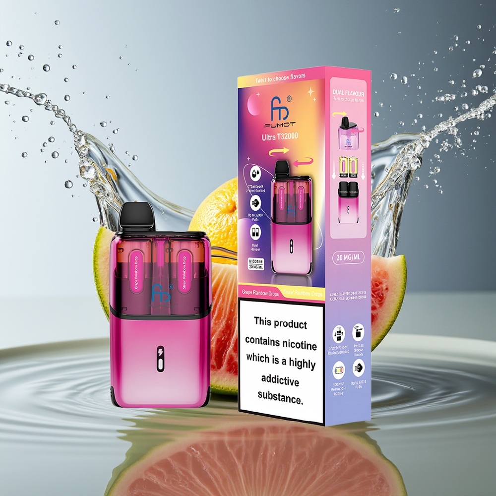 Fumot Ultra T32000 800mAh 24ml Druiven Regenboog Druppels - Aardbei Regenboog Druppels