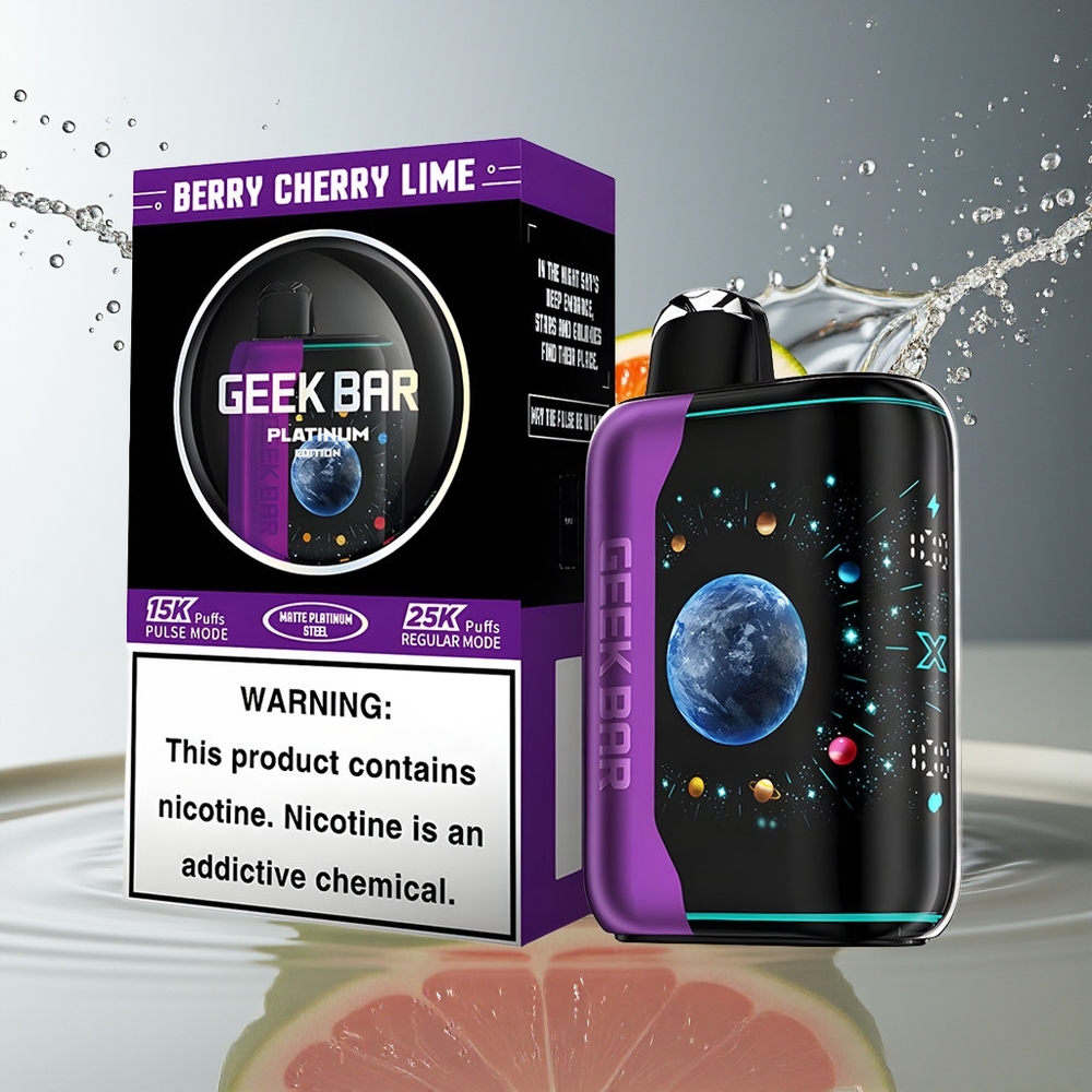 GEEK BAR Platinum Edition 25000 Puff Bes Kers Limoen Matte Staal Dual Mesh 20mL 2%