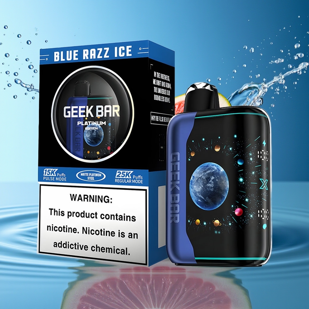 GEEK BAR Platinum Edition 25000 Puffs Blauwe Framboos IJs Matte Staal USB-C Dual Mesh 20mL