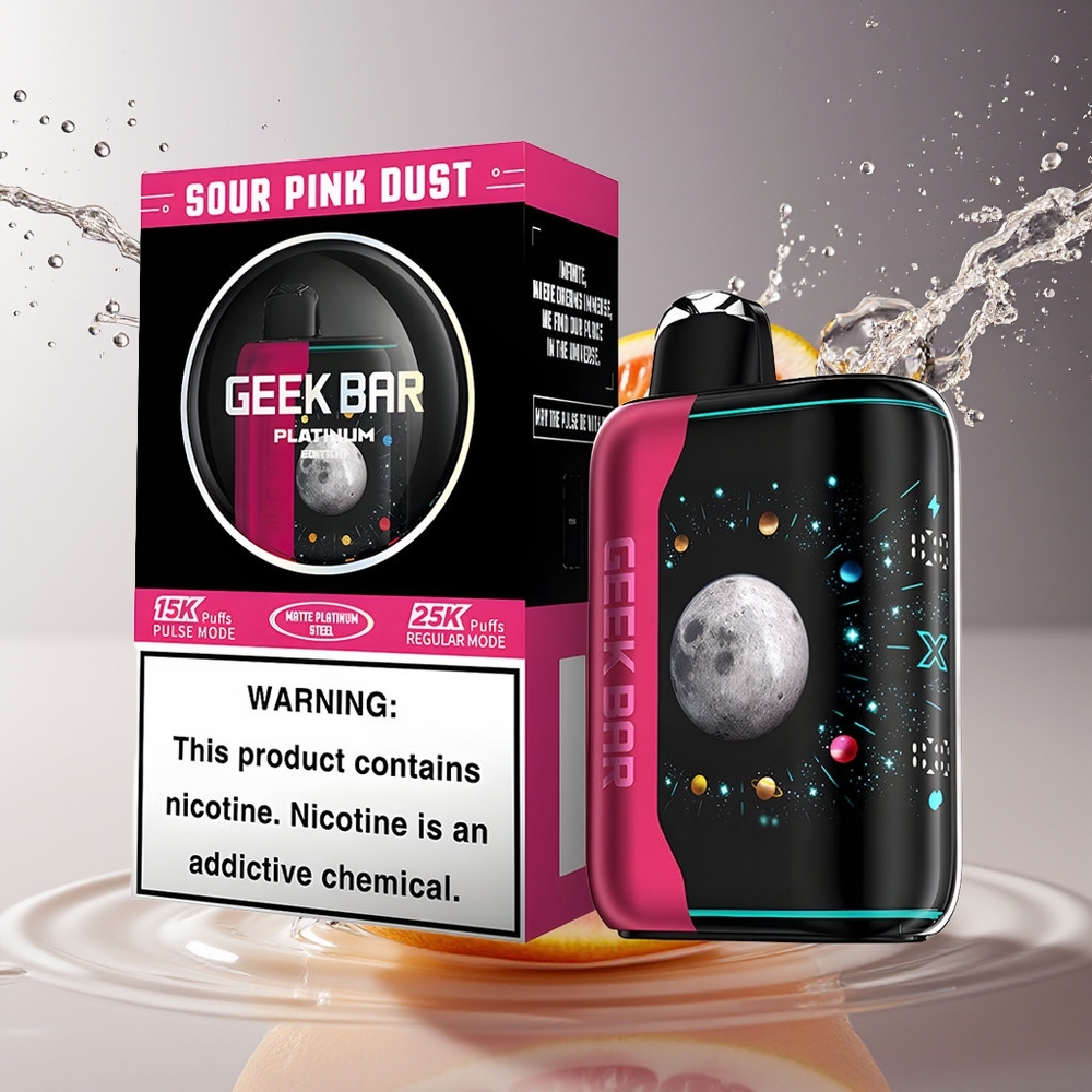 GEEK BAR Platinum Edition 25000 Puffs Zuur Roze Stof Matte Staal Dual Mesh 20mL 2%