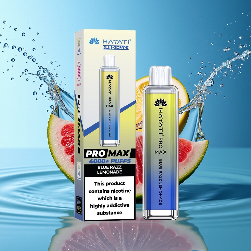 Hayati Pro Max 4000 Puffs Blauwe Framboos Limonade Oplaadbare 1400mAh Dual Coil TPD