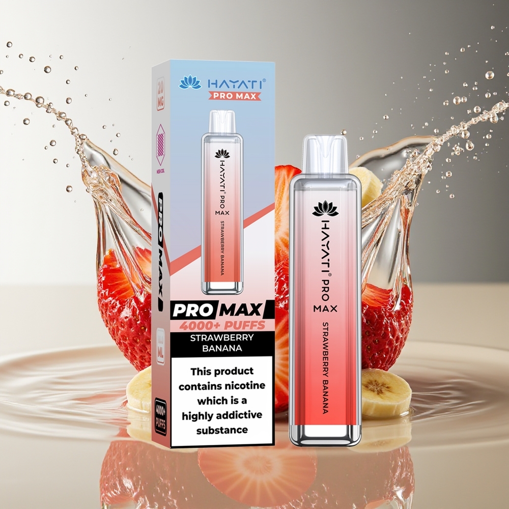 Hayati Pro Max 4000 Puffs Wegwerp Vape Aardbei Banaan Dual Mesh 2ml TPD