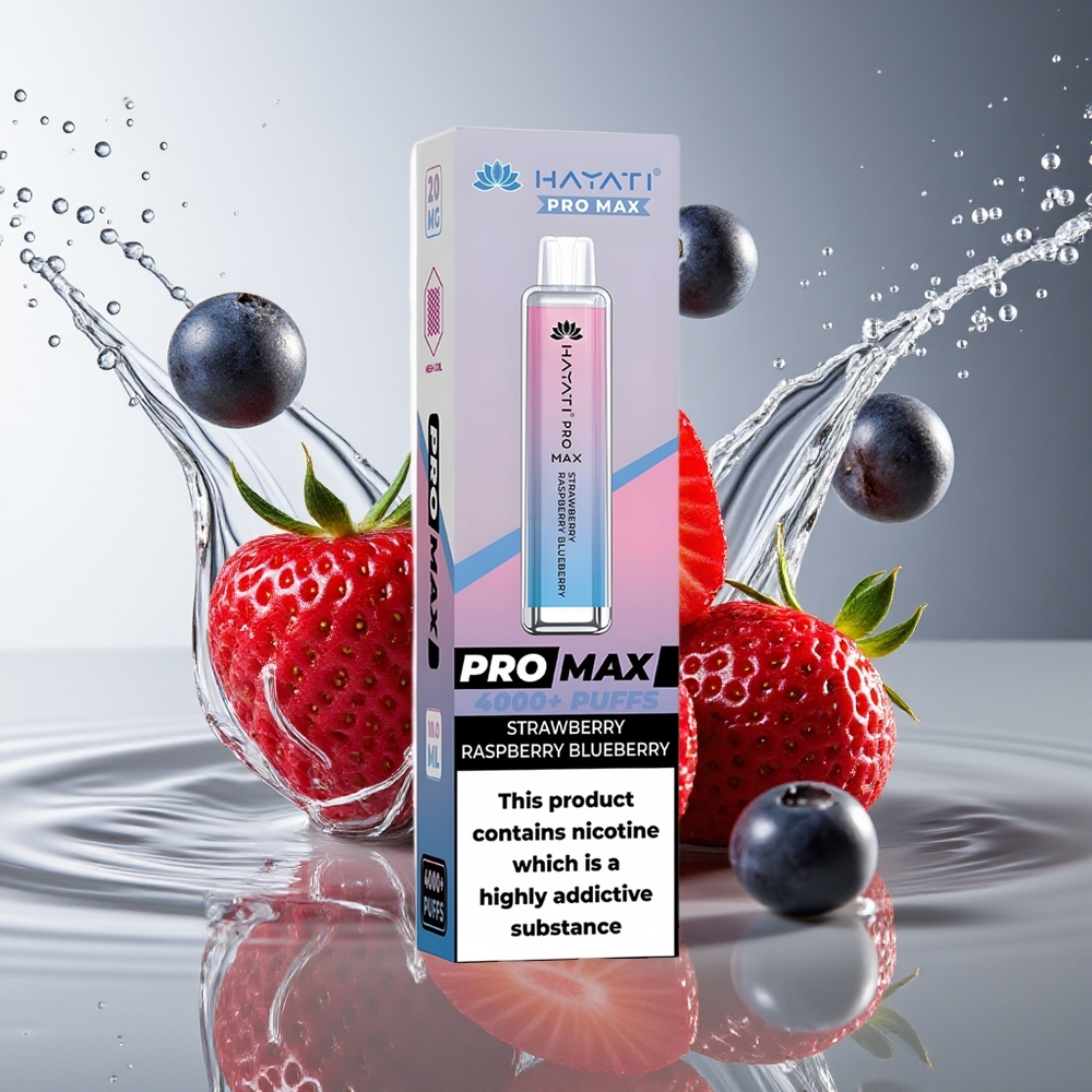 Hayati Pro Max 4000 Puffs Wegwerp Vape Aardbei Framboos Blauwe Bes Dual Mesh 1400mAh