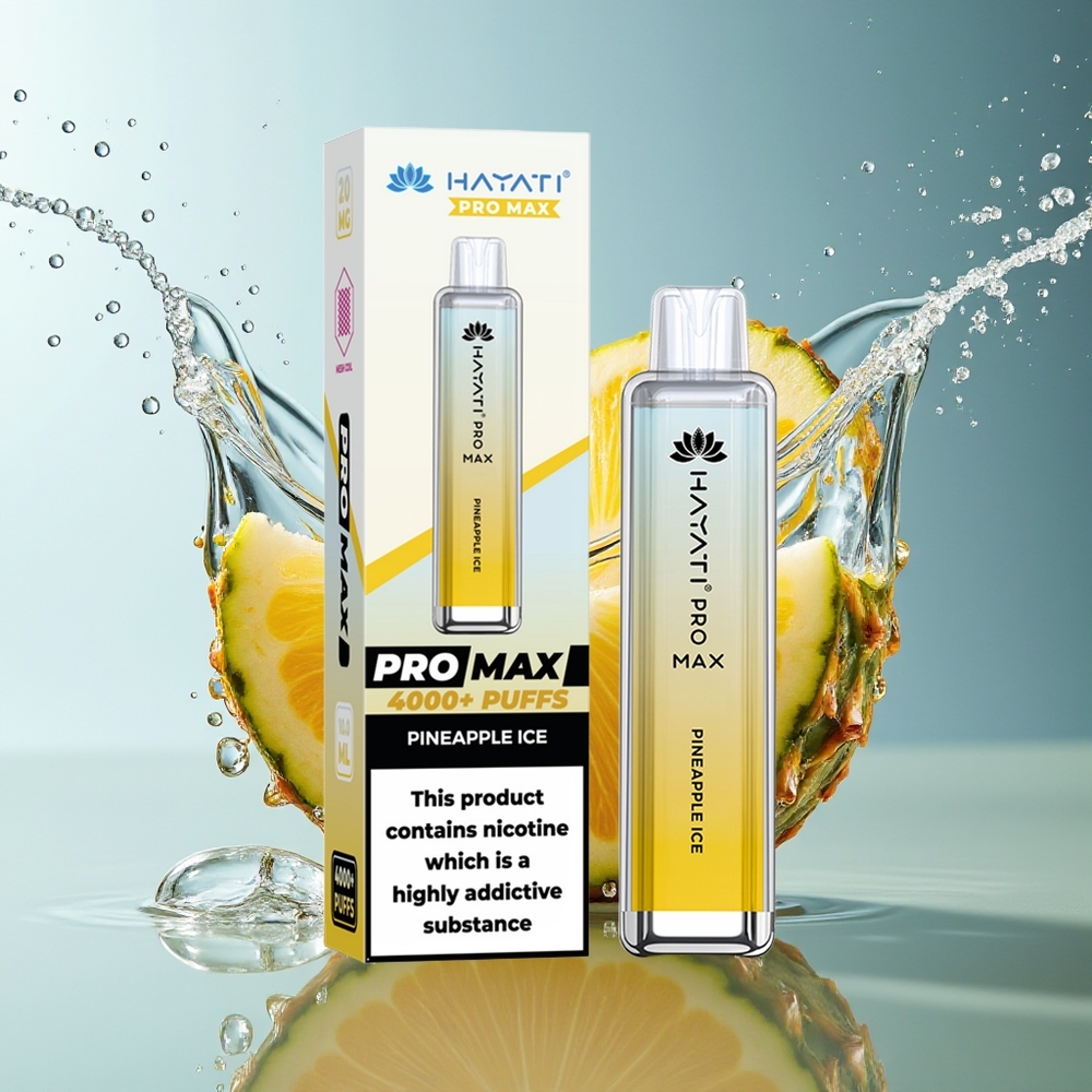 Hayati Pro Max 4000 Puffs Wegwerp Vape Ananas IJs 2ml 1400mAh Rechargeable LED