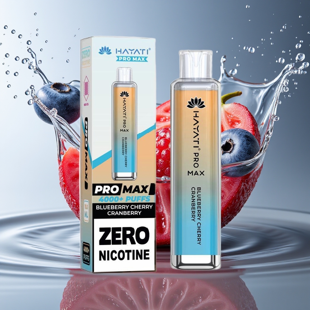 Hayati Pro Max 4000 Puffs Wegwerp Vape Blauwe Bes Kers Cranberry Rechargeable LED 1400mAh