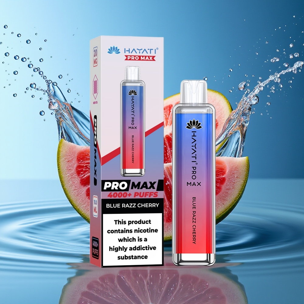 Hayati Pro Max 4000 Puffs Wegwerp Vape Blauwe Framboos Kers Dual 1.1 Ohm Mesh Coil 1400mAh