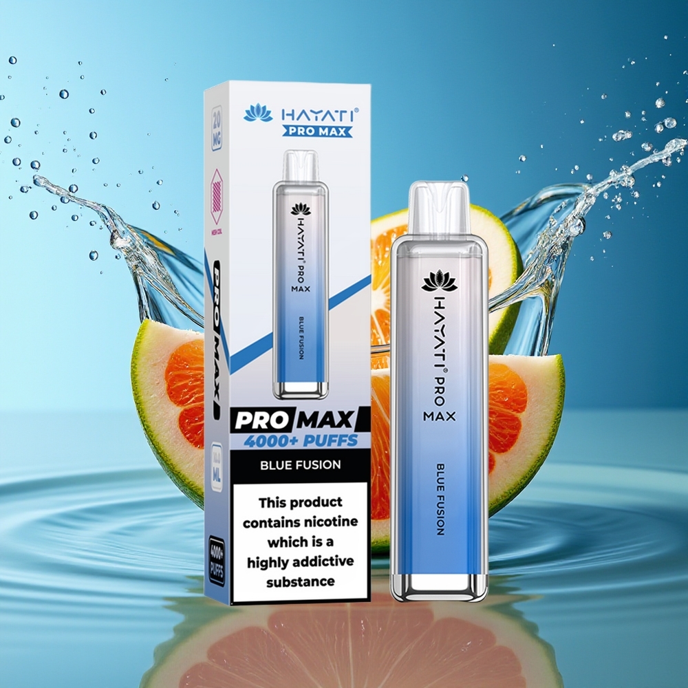 Hayati Pro Max 4000 Puffs Wegwerp Vape Blauwe Fusie Dual 1.1 Ohm Mesh Coil 1400mAh 2ml TPD