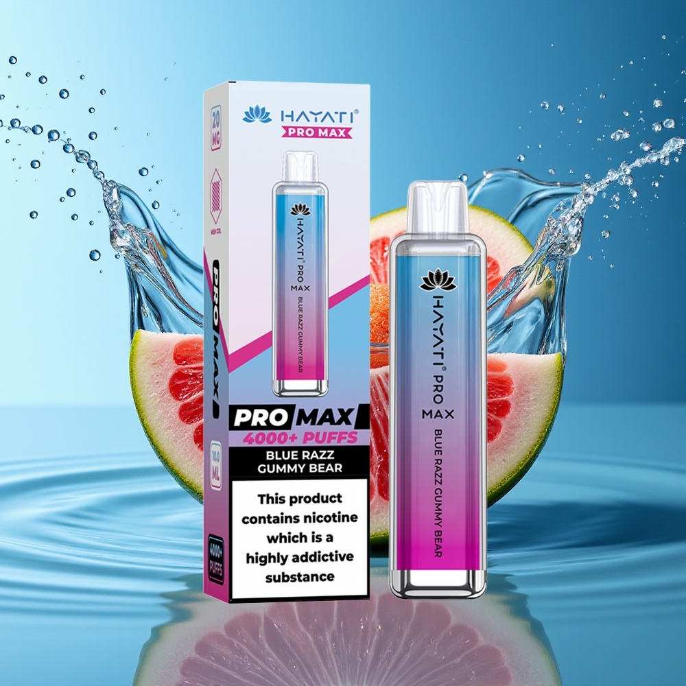 Hayati Pro Max 4000 Puffs Wegwerp Vape Blauwe Razz Gumbeer Dual Mesh 2ml TPD