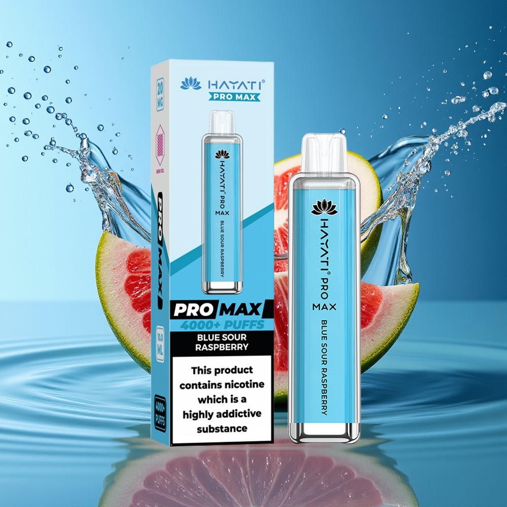 Hayati Pro Max 4000 Puffs Wegwerp Vape Blauwe Zure Framboos TPD 2ml 1400mAh