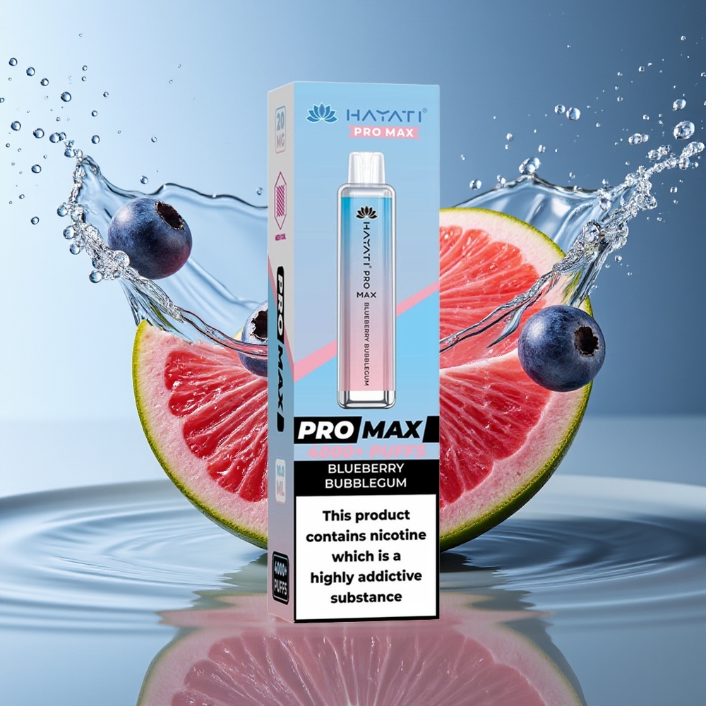 Hayati Pro Max 4000 Puffs Wegwerp Vape Bosbes Bubblegum 2ml TPD 1400mAh Dual Mesh