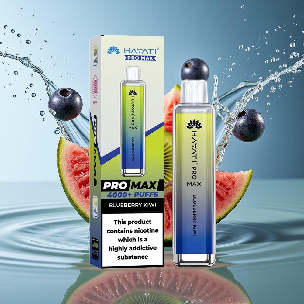 Hayati Pro Max 4000 Puffs Wegwerp Vape Bosbes Kiwi 2ml 1400mAh Oplaadbaar
