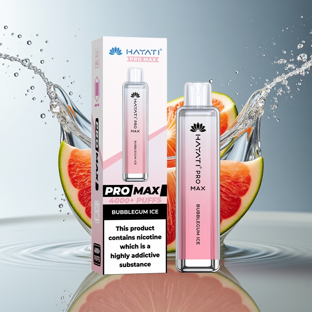 Hayati Pro Max 4000 Puffs Wegwerp Vape Bubblegum Ijs 2ml TPD 1400mAh Dual Mesh