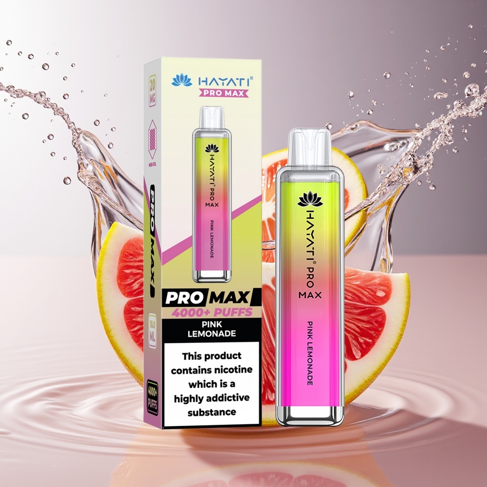 Hayati Pro Max 4000 Puffs Wegwerp Vape Roze Limonade TPD 2ml/10ml 1400mAh