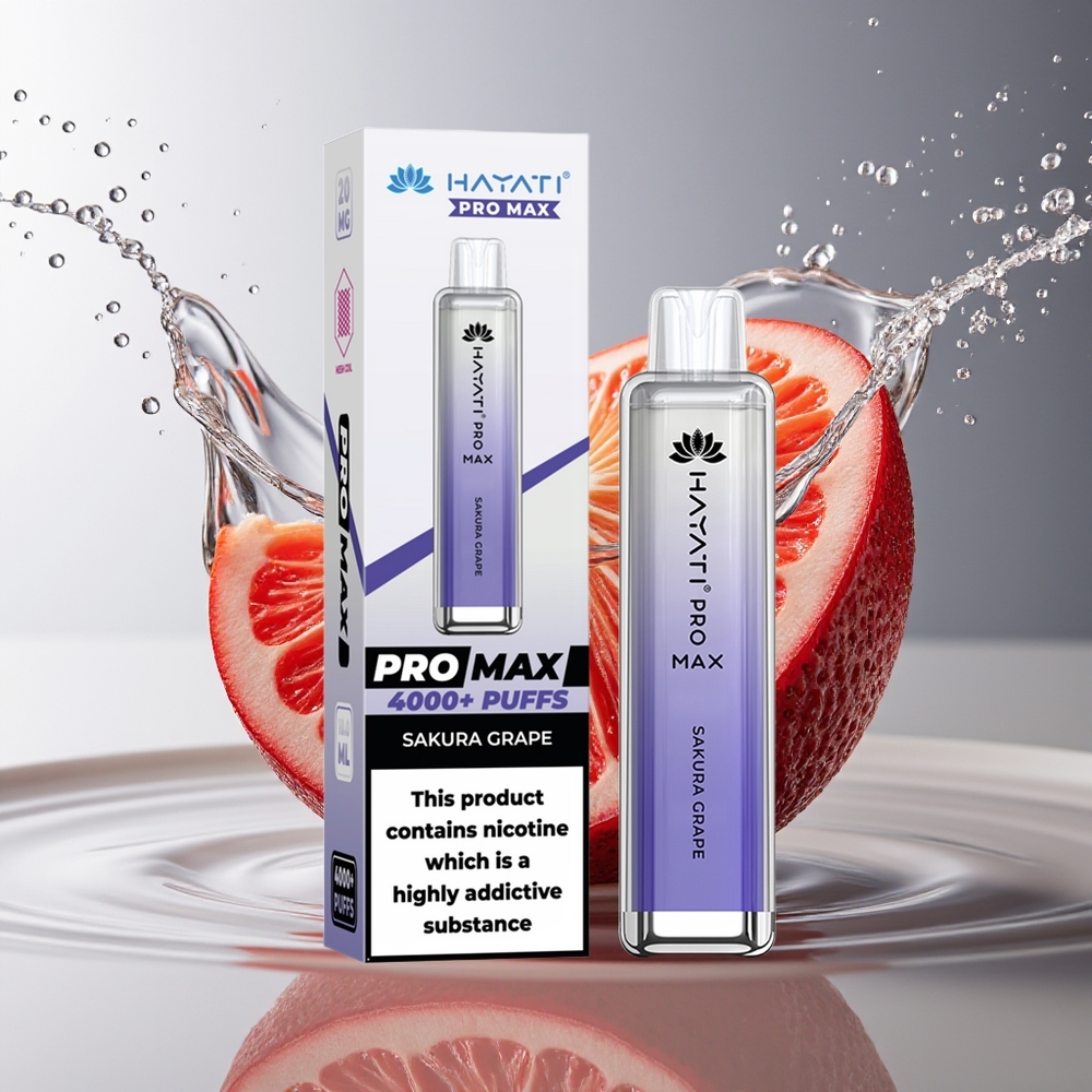 Hayati Pro Max 4000 Puffs Wegwerp Vape Sakura Druif Dual 1.1 Ohm Mesh 1400mAh