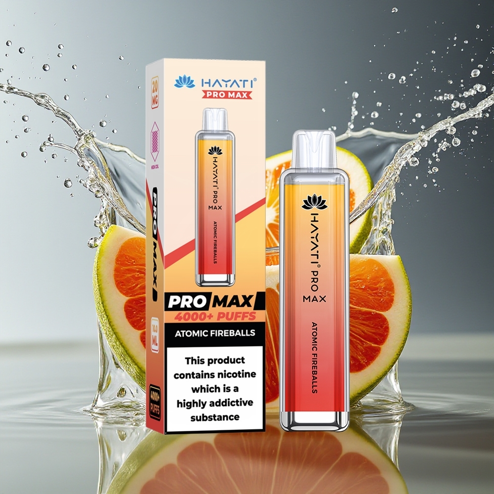 Hayati Pro Max 4000 Puffs Wegwerpbare Vape Atoom Vuurballen Dual Coil Rechargeable