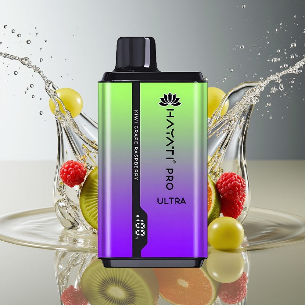 Hayati Pro Ultra 15000 Puff Kiwi Druif Framboos Wegwerp Vape 850mAh 2x12ml