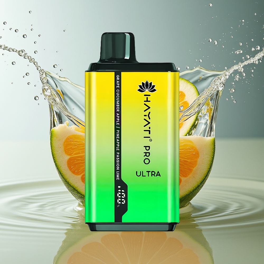 Hayati Pro Ultra 15000 Puffs Druif Komkommer Appel Ananas Passie Lim