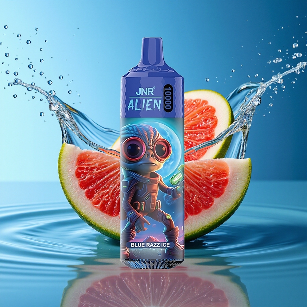 JNR Alien 10000 Puffs Blauwe Framboos IJs Mesh Coil LED Opladen