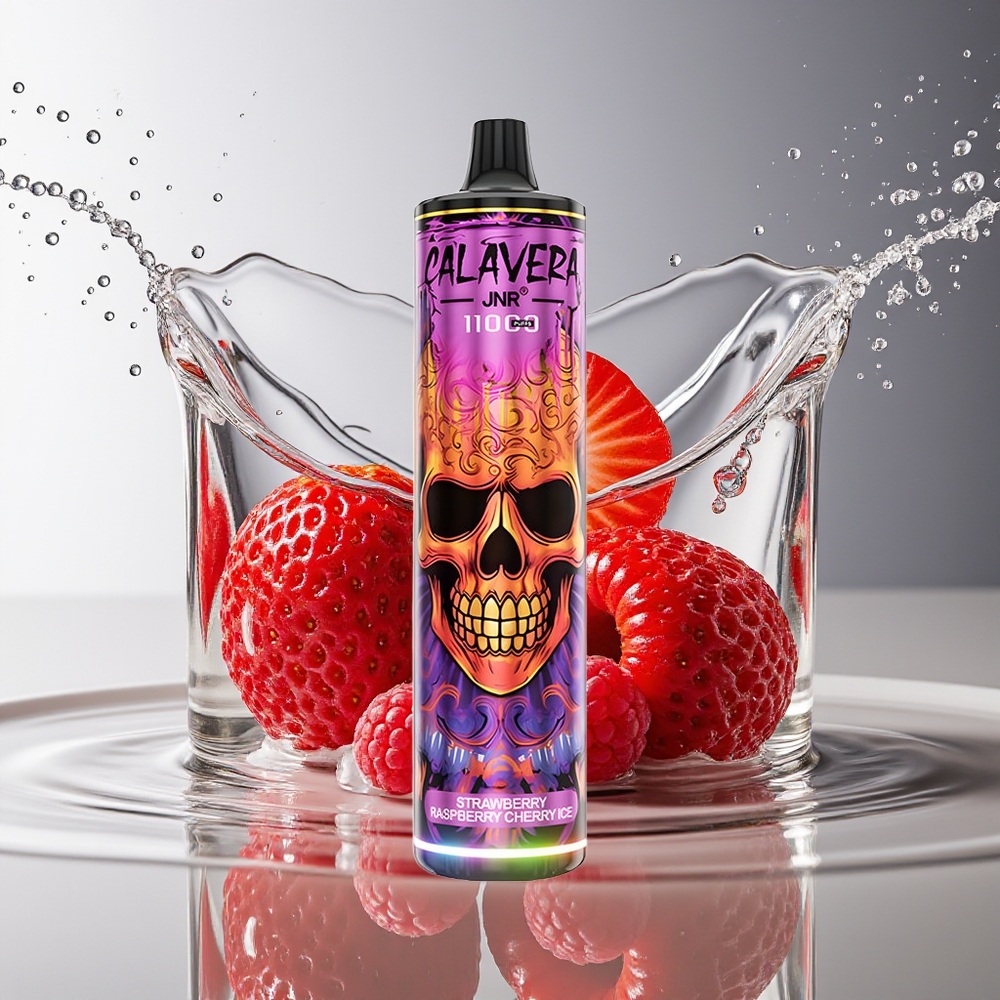 JNR Calavera 11000 Puffs Aardbei Framboos Kers IJs Type-C 850mAh 21ml 1.0ohm Mesh