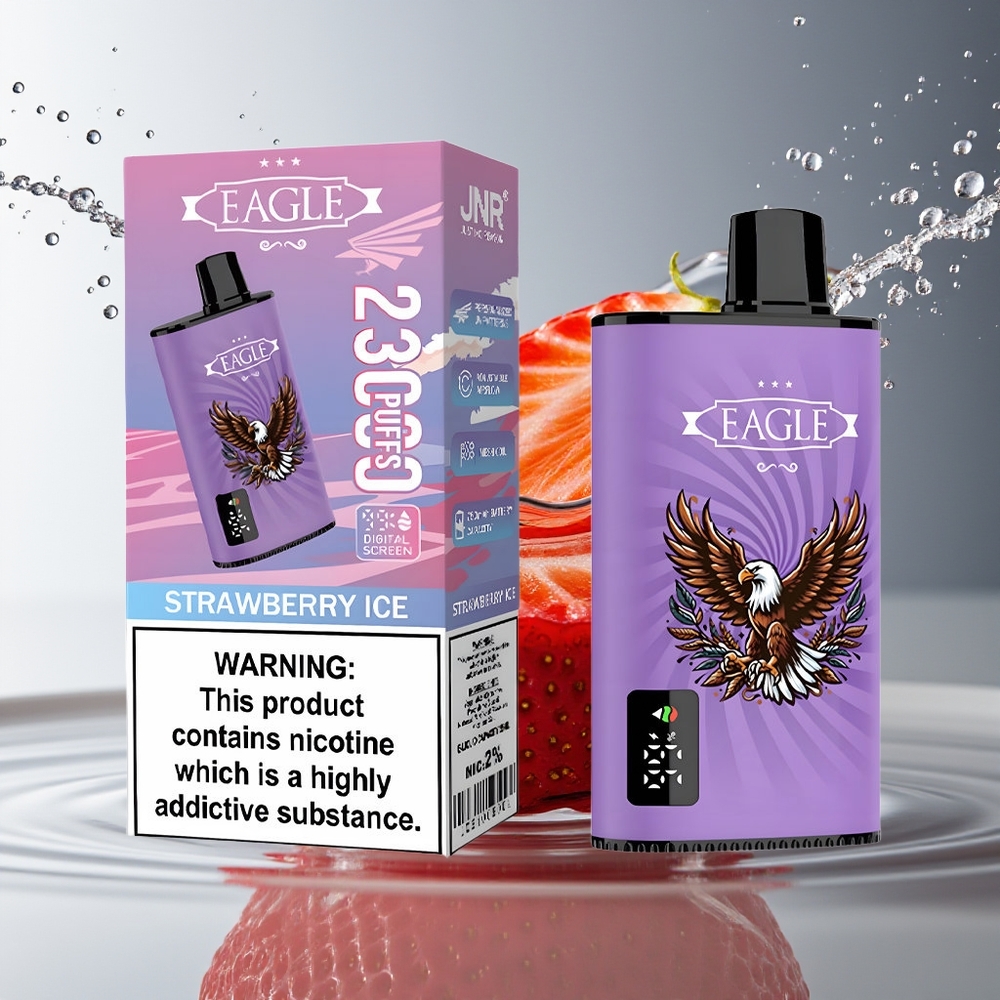 JNR EAGLE Smart 23000 Puffs Aardbei Ijs Digitale Scherm 1.0ohm Mesh 25ml Type-C