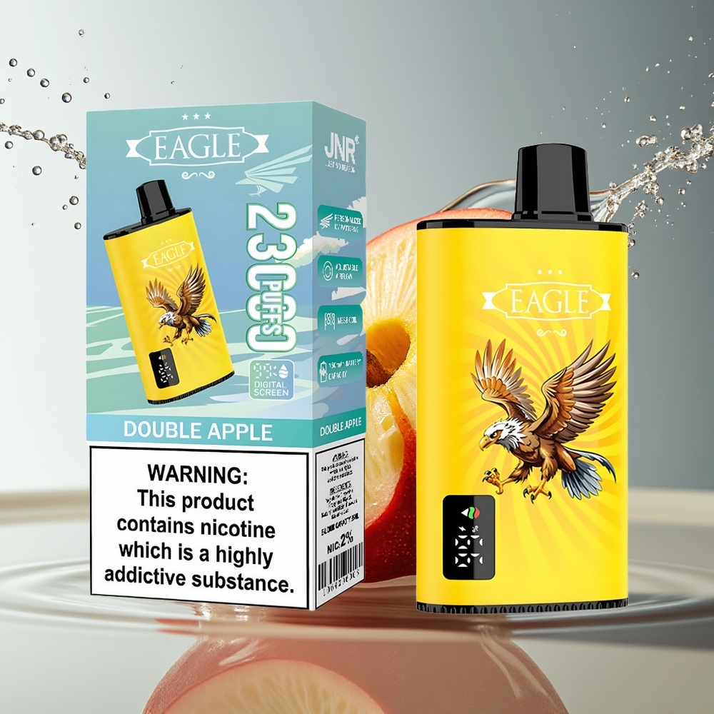 JNR EAGLE Smart 23000 Puffs Dubbele Appel Wegwerp Vape Digitaal Scherm 1.0ohm Mesh Coil Type-C