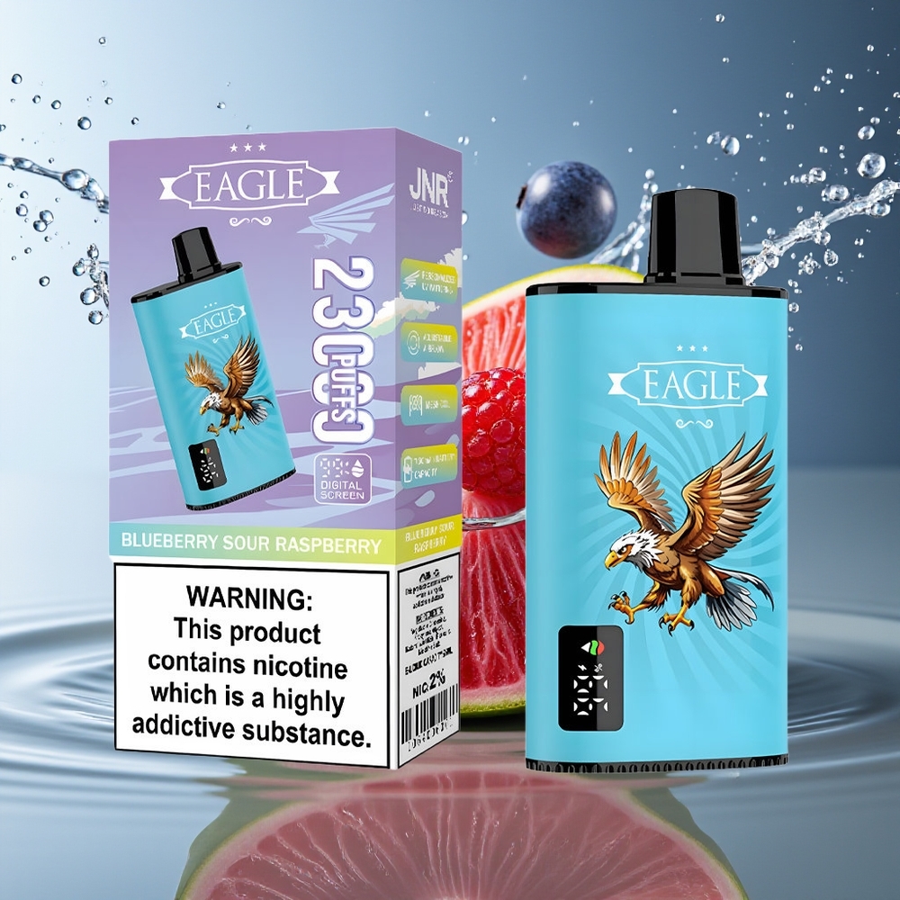 JNR EAGLE Smart 23000 Puffs Wegwerp Vape Blauwe Bes Zure Framboos Digitaal Scherm Mesh Coil Type-C