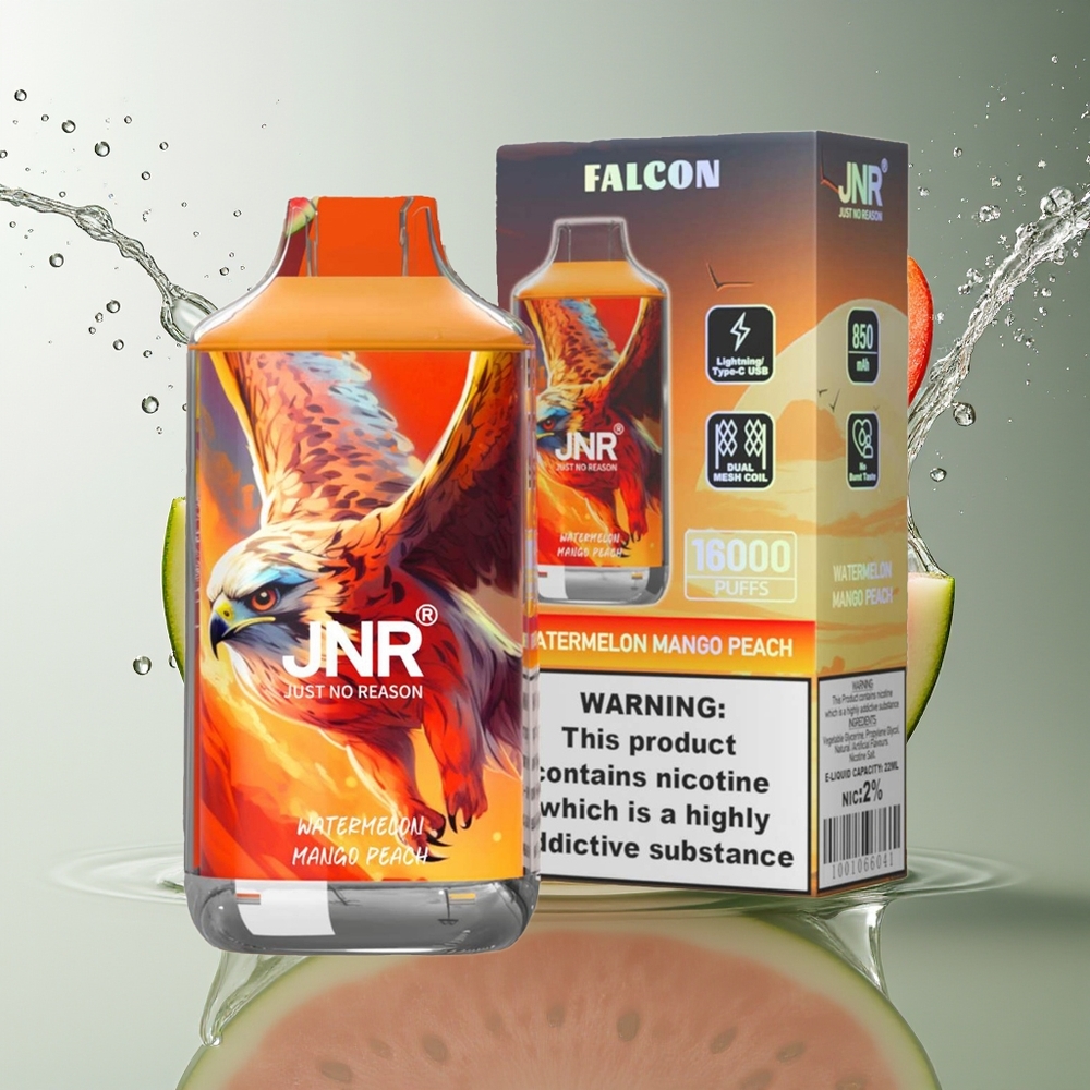 JNR Falcon 16000 Puffs Disposable Watermeloen Mango Perzik 850mAh 22ml Dual Mesh
