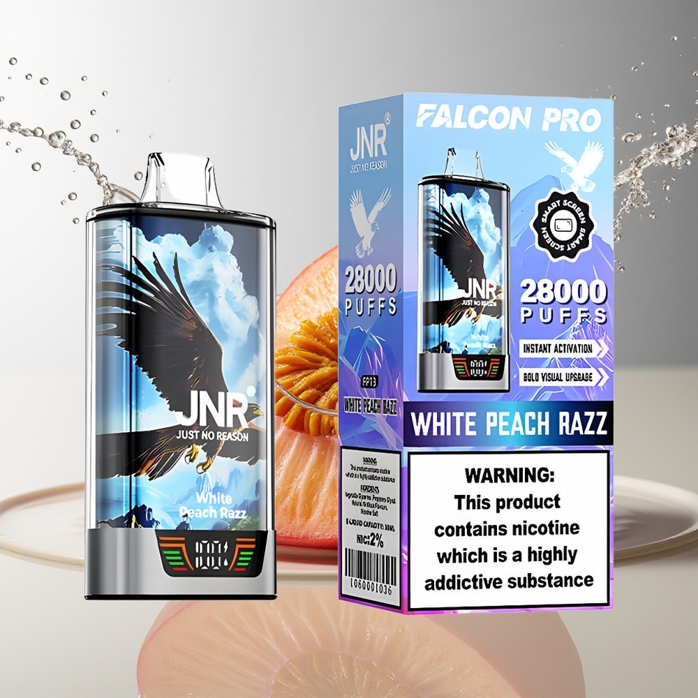 JNR Falcon Pro 28000 30ml Wit Perzik Razz Dual Mesh USB-C MTL