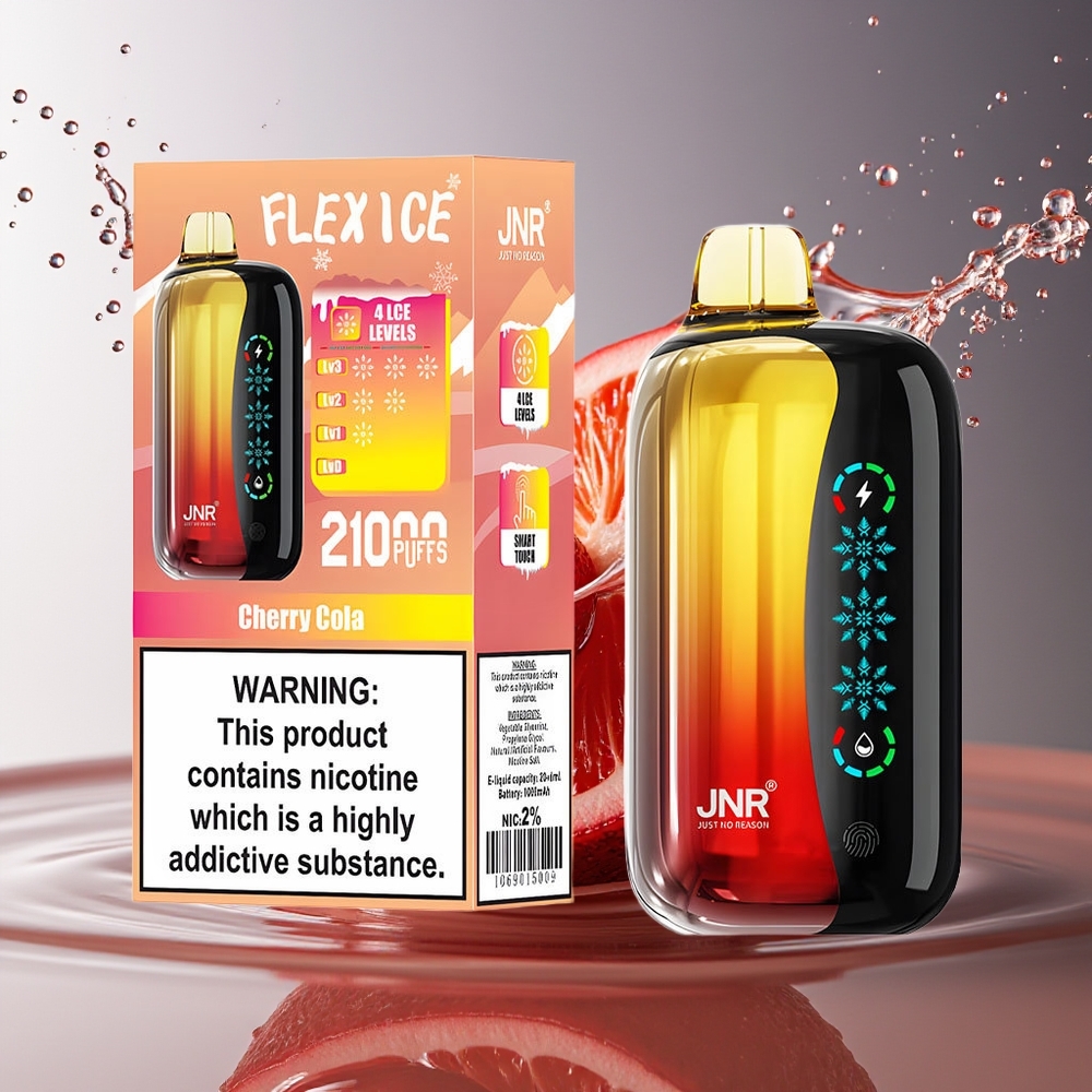 JNR Flex Ice 21000 Puffs Kers Cola Aanpasbare IJs Touch Scherm Type-C Luchtstroom 1.2 Ohm Dual Mesh