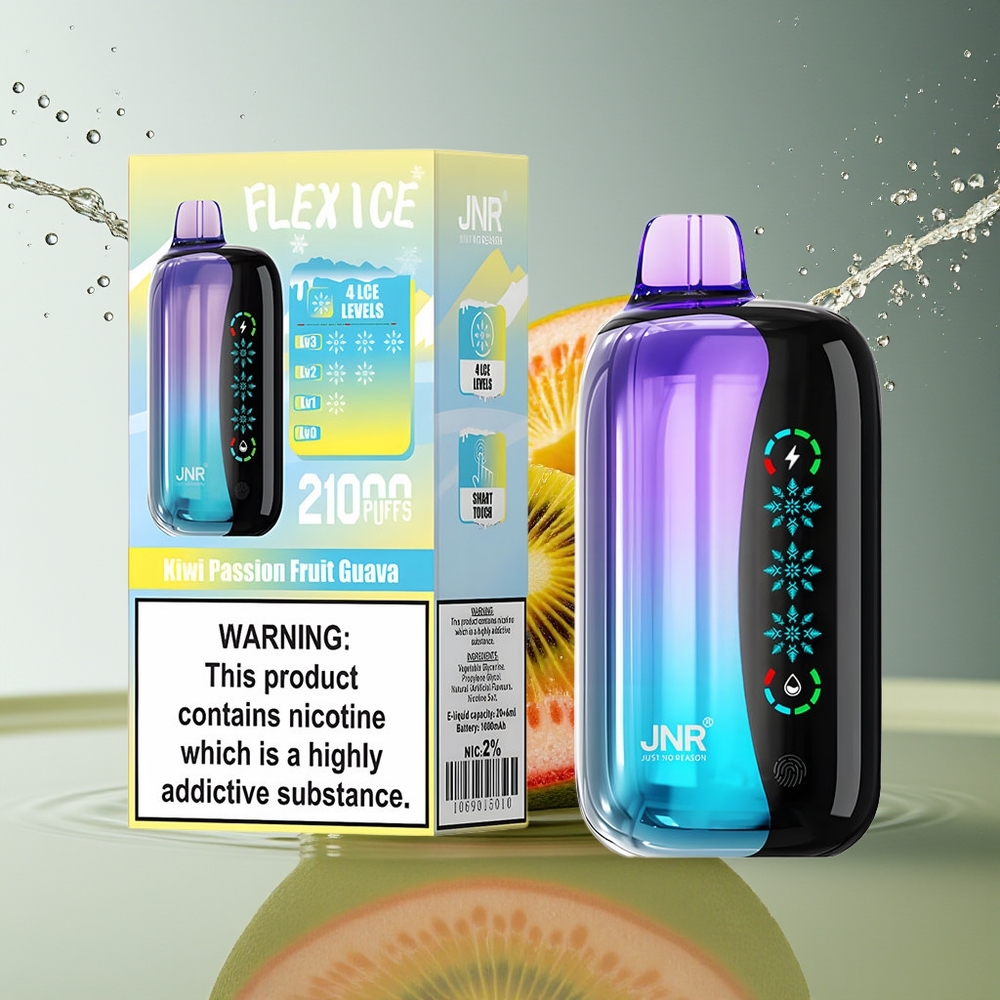 JNR Flex Ice 21000 Puffs Kiwi Passievrucht Guava Ice Aanpasbaar Dual Mesh Touchscreen