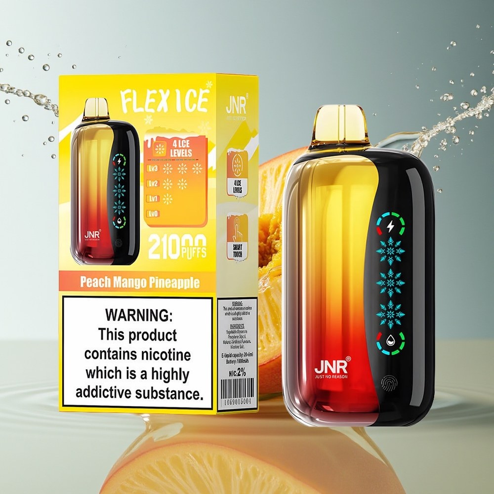 JNR Flex Ice 21000 Puffs Peach Mango Ananas Aanpasbare Airflow Dual Mesh Touchscreen