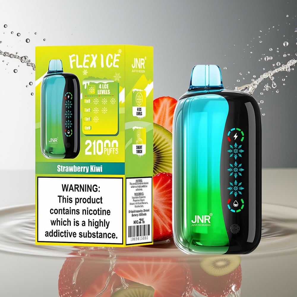 JNR Flex Ice 21000 Puffs Wegwerp Vape Aardbei Kiwi IJs Aanpasbaar 26ml Type-C