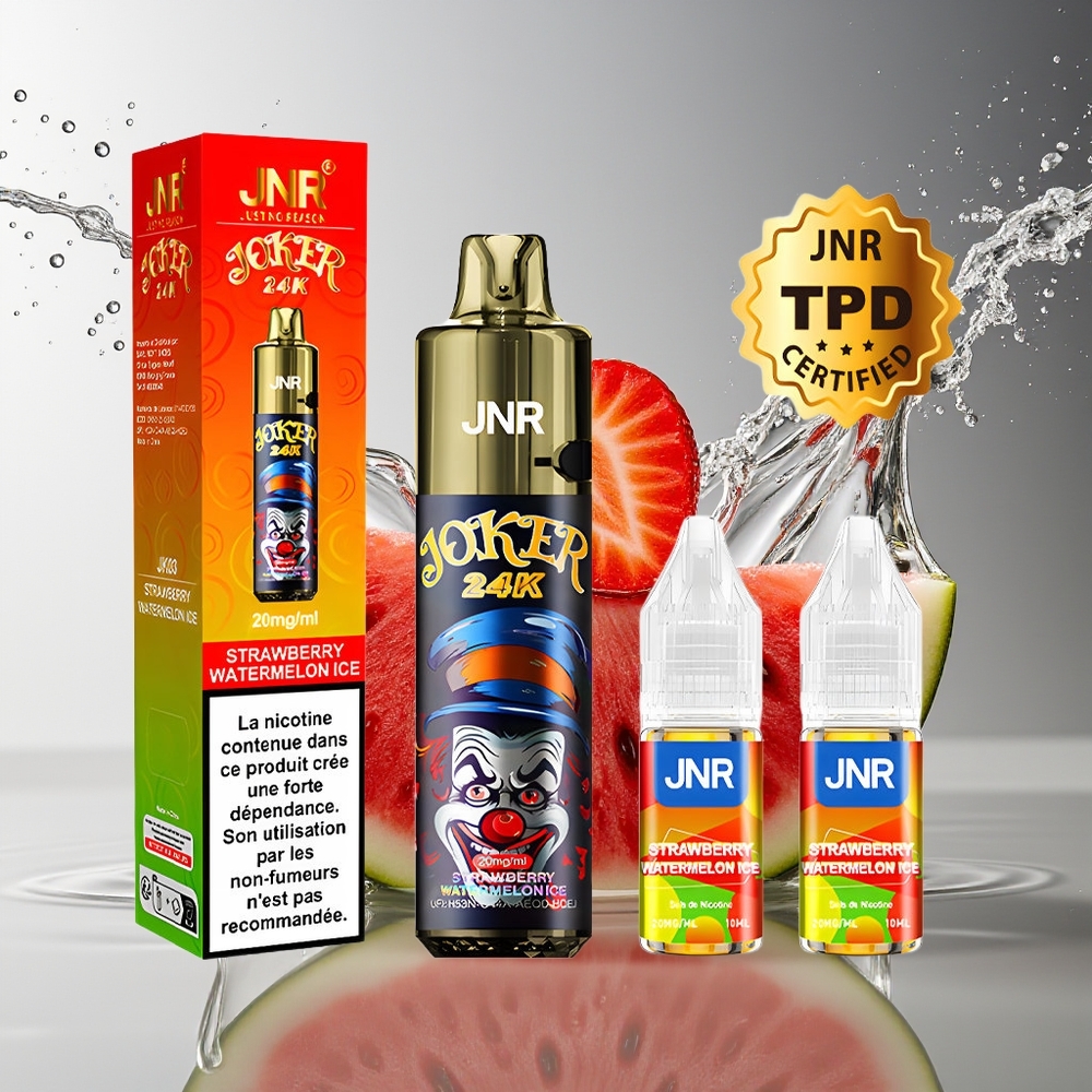 JNR Joker 24000 Puffs Aardbei Watermeloen IJs 2+10ml Zichtbaar Vloeistof 800mAh