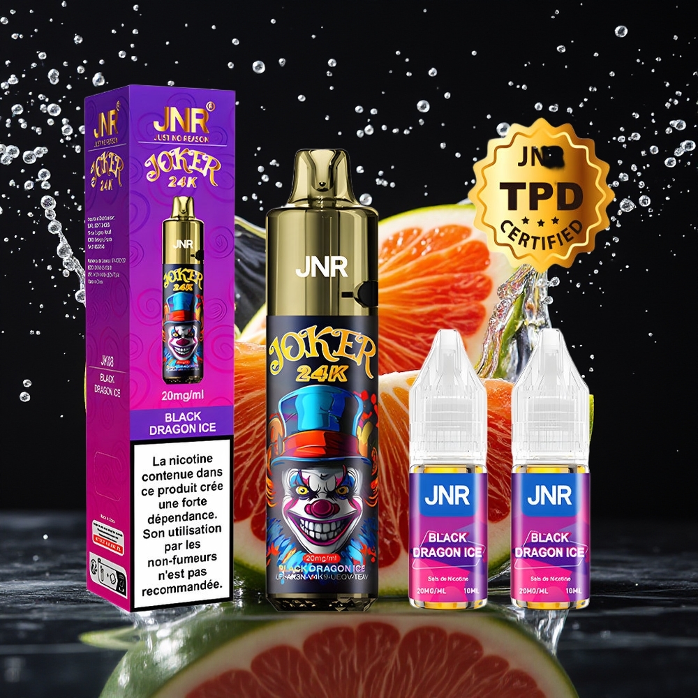 JNR Joker 24000 Puffs Zwarte Draak IJs Wegwerp Vape 2+10ml 2% Nicotine