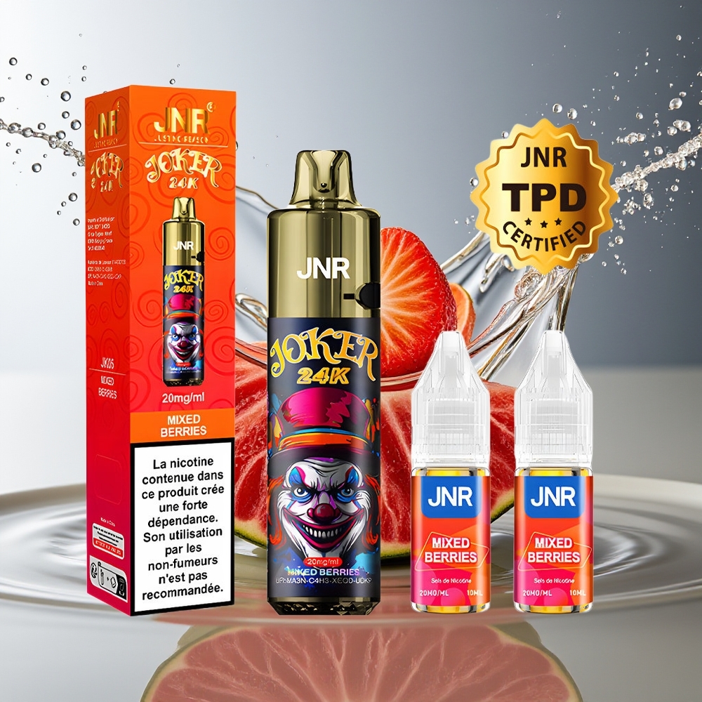 JNR Joker 24K Puffs 2+10ml Zichtbare Vloeistofniveaus Gemengde Bessen Wegwerp Vape