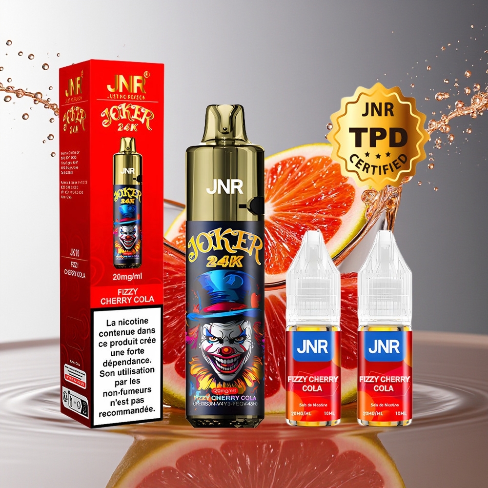 JNR Joker 24K Puffs 2+10ml Zichtbare Vulling Fizzy Kers Cola Wegwerp Vape