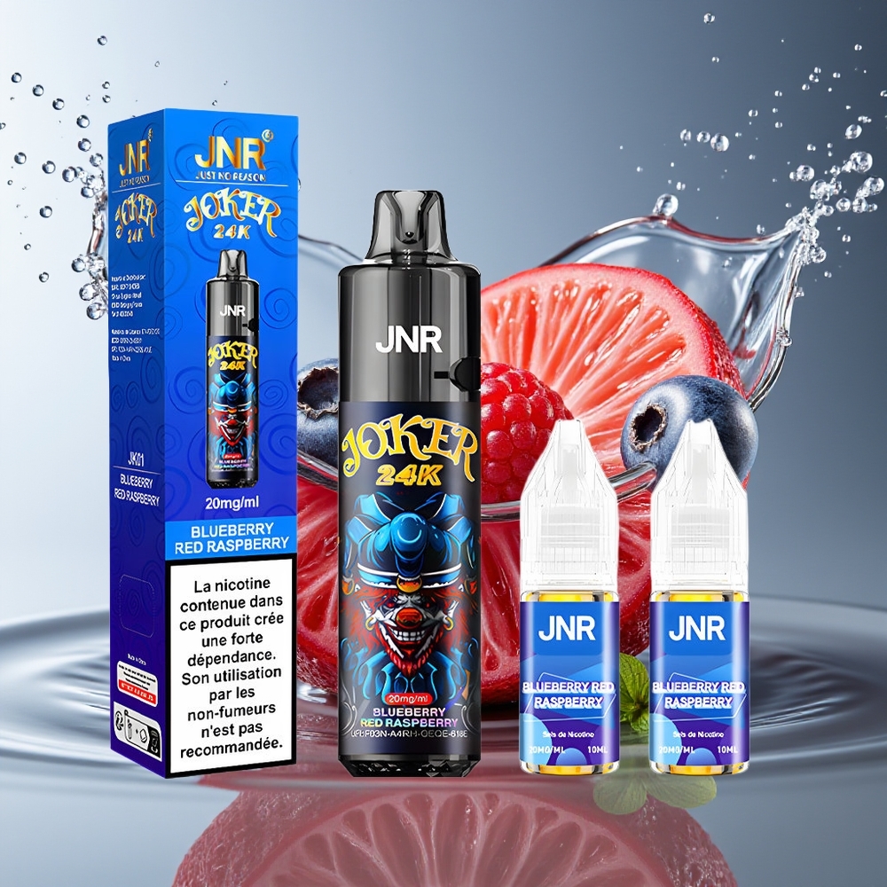 JNR Joker 24K Puffs Wegwerp Vape Blauwe Bes Rode Framboos 2+10ml 800mAh 2% Nicotine
