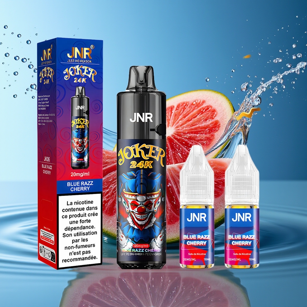 JNR Joker 24K Puffs Wegwerp Vape Blauwe Framboos Kers