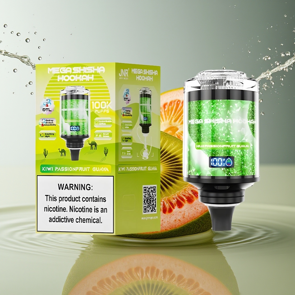 JNR Mega Shisha Hookah 100K Kiwi Passievrucht Guava 2200mAh Scherm Luchtstroom