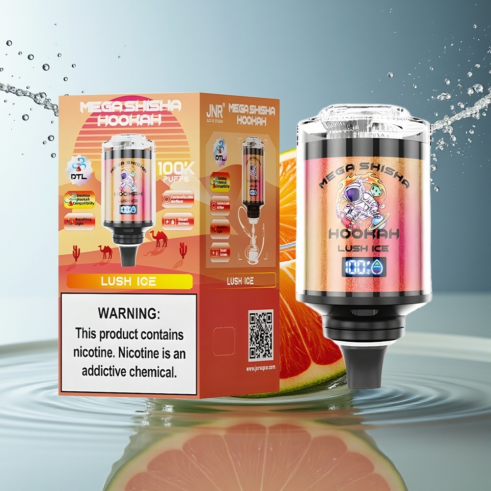 JNR Mega Shisha Hookah 100K Weelderig IJs Desktop Compatibel Scherm Luchtstroom