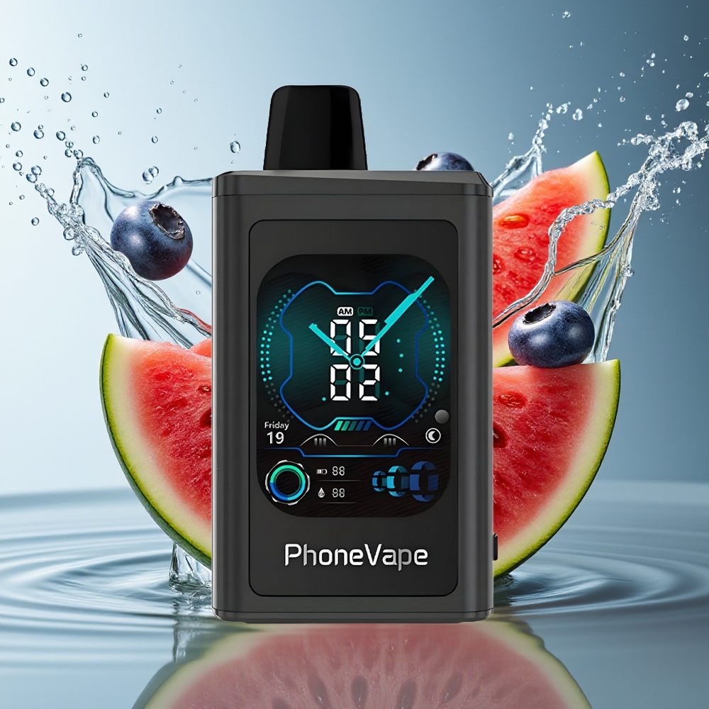 JNR PhoneVape 30000 puffs Blauwe Bes Watermeloen Type-C Oplaadbaar Scherm Turbo Modus