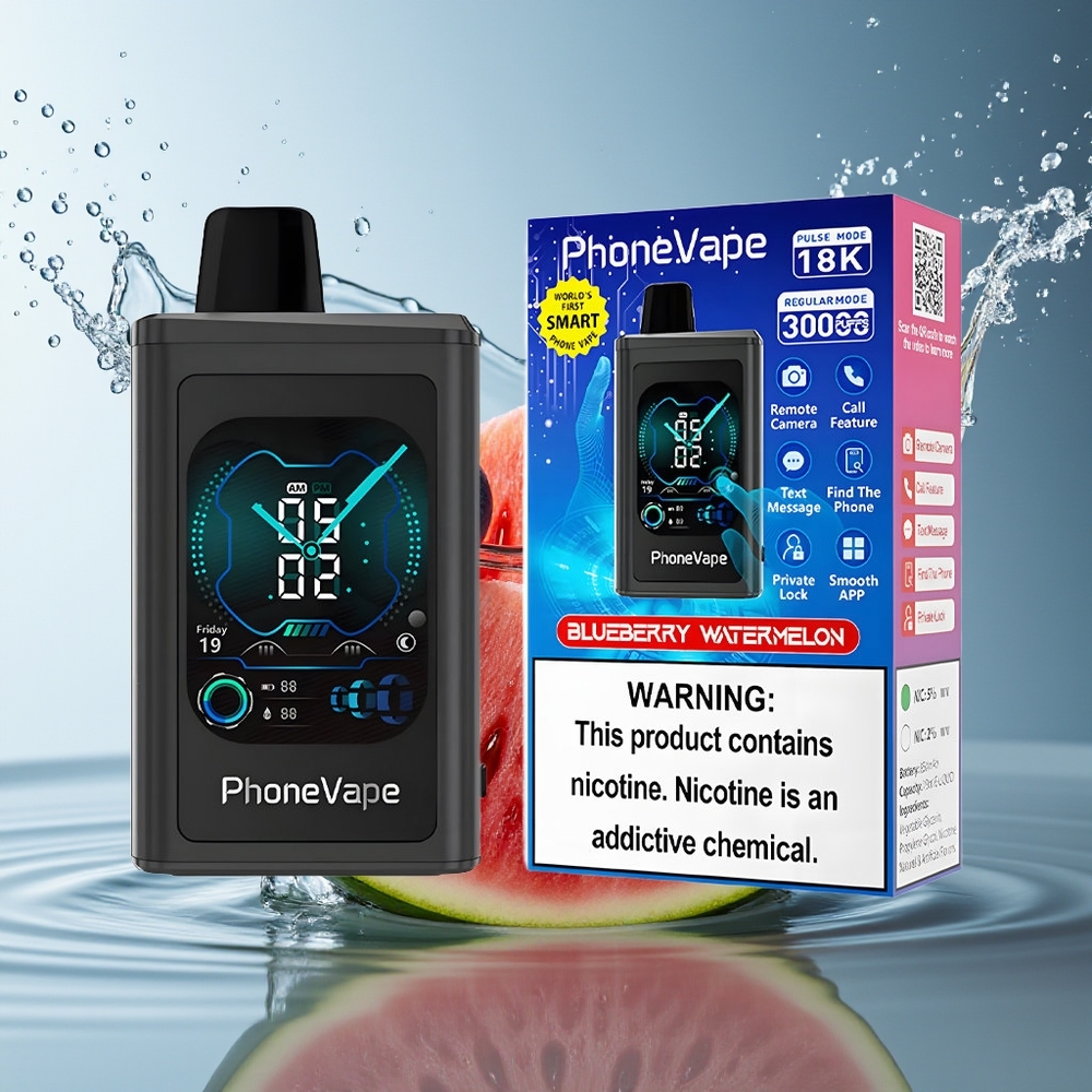 JNR PhoneVape 30000 puffs Blauwe Bes Watermeloen Type-C Oplaadbaar Scherm Turbo Modus