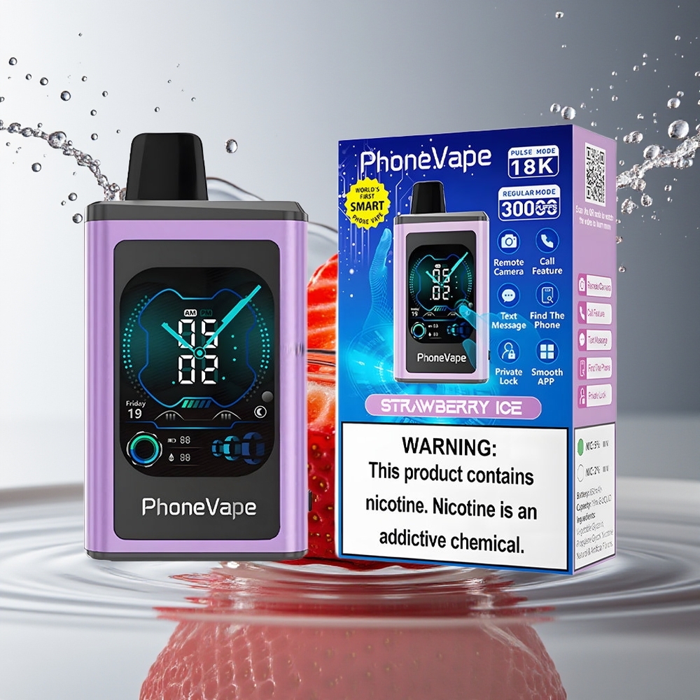 JNR PhoneVape 30000 puffs Disposable Aardbei IJs 850mAh Turbo App Beheerd Scherm