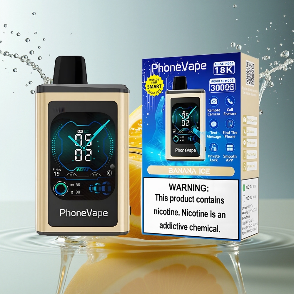 JNR PhoneVape 30000 puffs Disposable Banaan IJs Type-C Oplaadbaar Scherm Turbo App