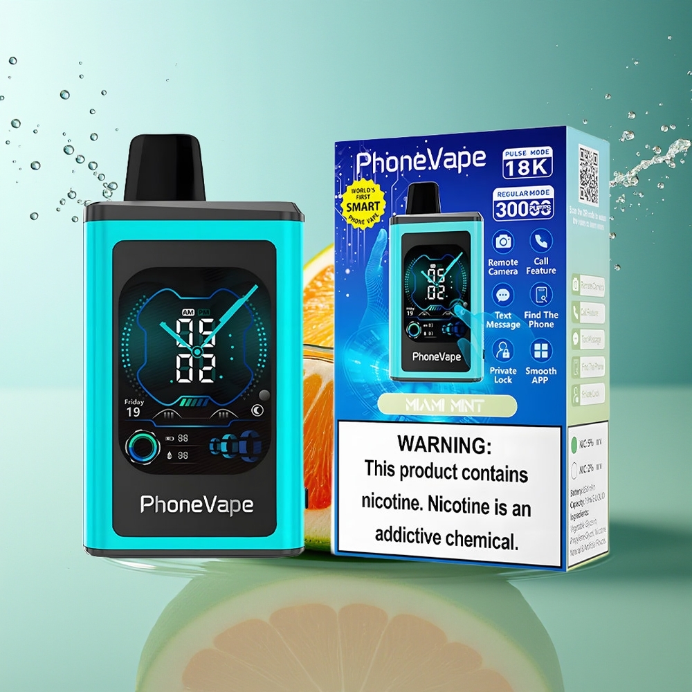 JNR PhoneVape 30000 puffs Miami Munt Wegwerp Vape Turbo Type-C App Scherm