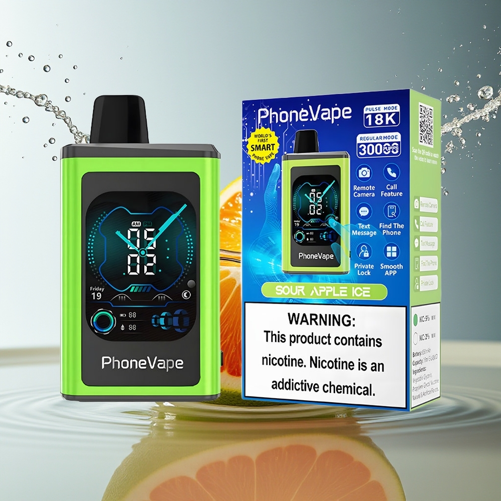 JNR PhoneVape 30000 puffs Wegwerp Vape Zure Appel Ijs 850mAh Turbo Scherm