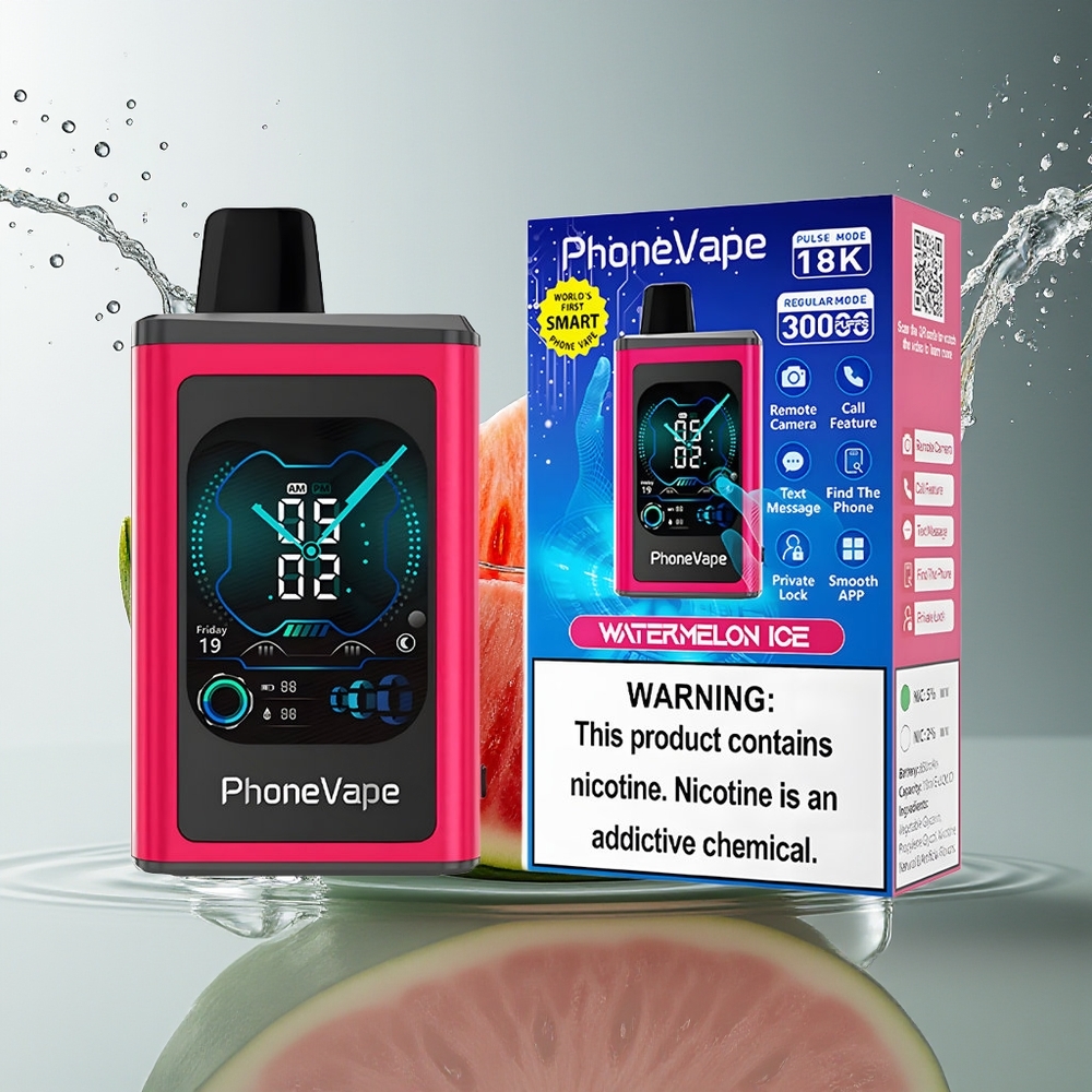 JNR PhoneVape 30000 pufs Watermelon IJs Oplaaibare Accu Turbo Luchtstroom Scherm